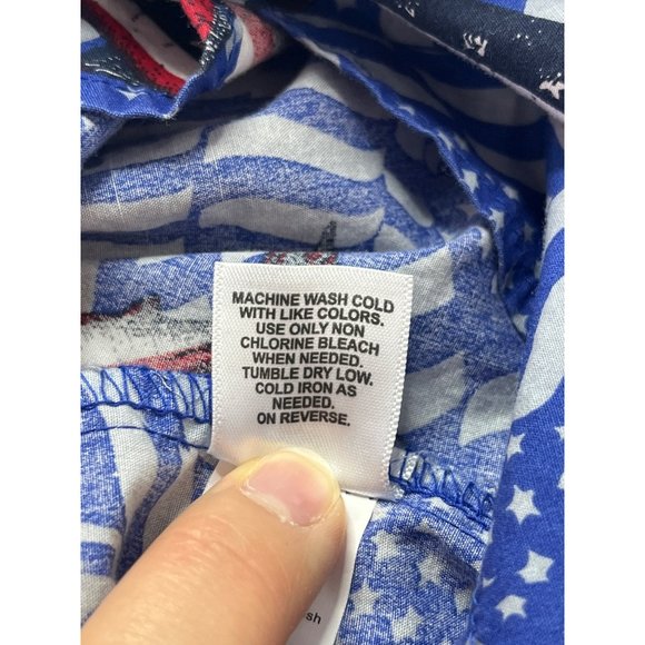 Magellan Outdoors Men's Hawaiian Shirt American Flag Marlin 2XL Red White Blue C - Picture 6 of 7